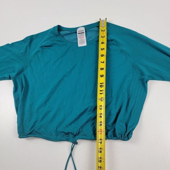 Gymshark Crop Top Long Sleeve Athletic Wear Shirt Womens size Large Green Blue - Picture 4 of 8